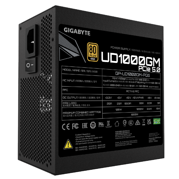 ספק כוח Gigabyte UD1000GM PG5 1000W PCIE 5.0 ready 80 PLUS Gold