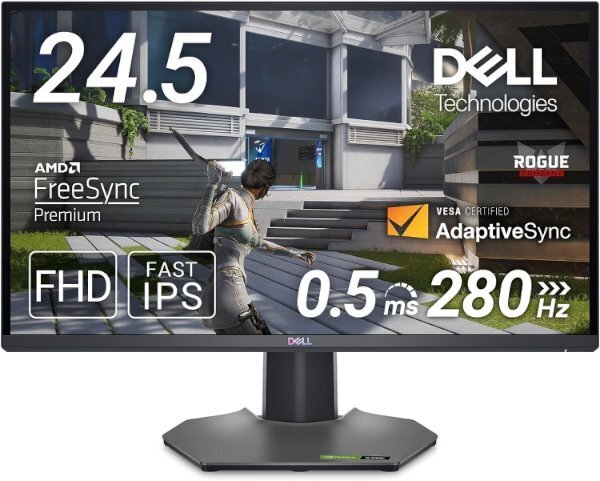 מסך גיימינג Dell 24.5 FHD IPS 280Hz 0.5Ms FreeSync+G-Sync