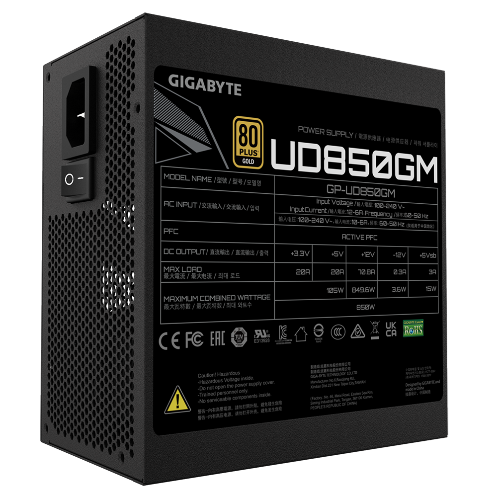 ספק כוח Gigabyte UD850GM 850W 80 plus Gold Full Modular