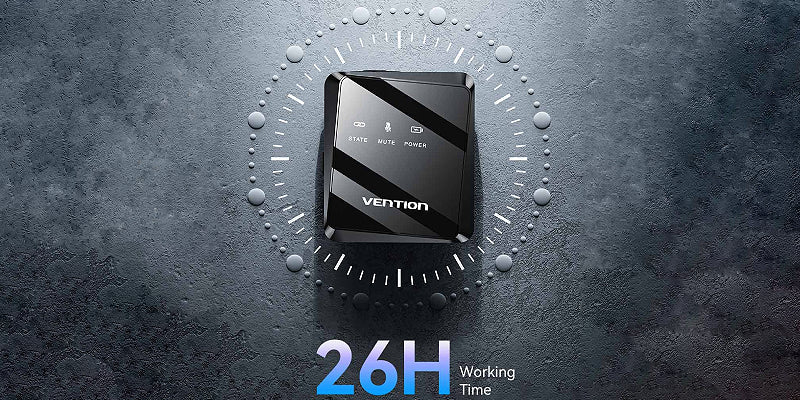 מערכת מיקרופון דש אלחוטי עם מקלט Vention Clip-On Wireless 32KHz USB-C