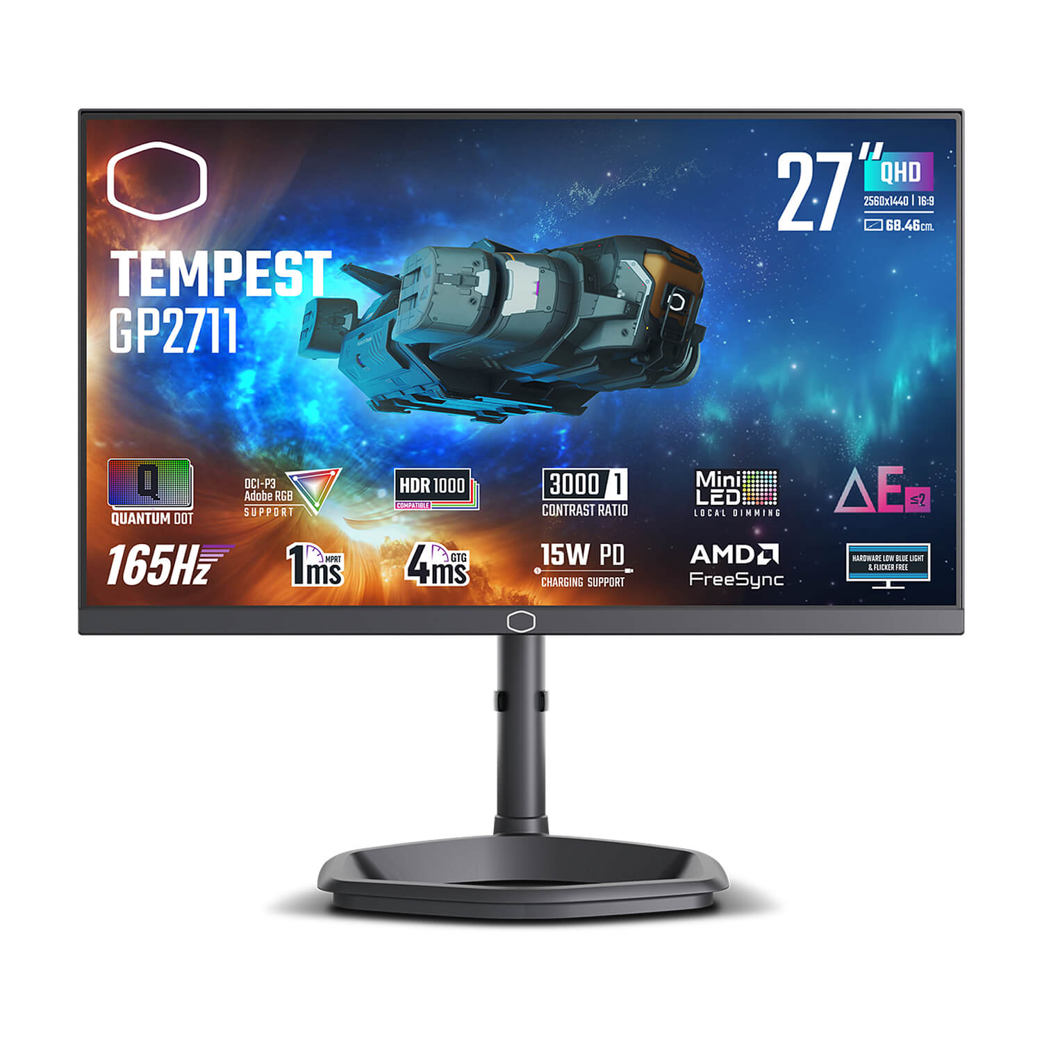 CoolerMaster 27’’ Tempest GP2711 VA QHD 165Hz 4ms Gaming Monitor