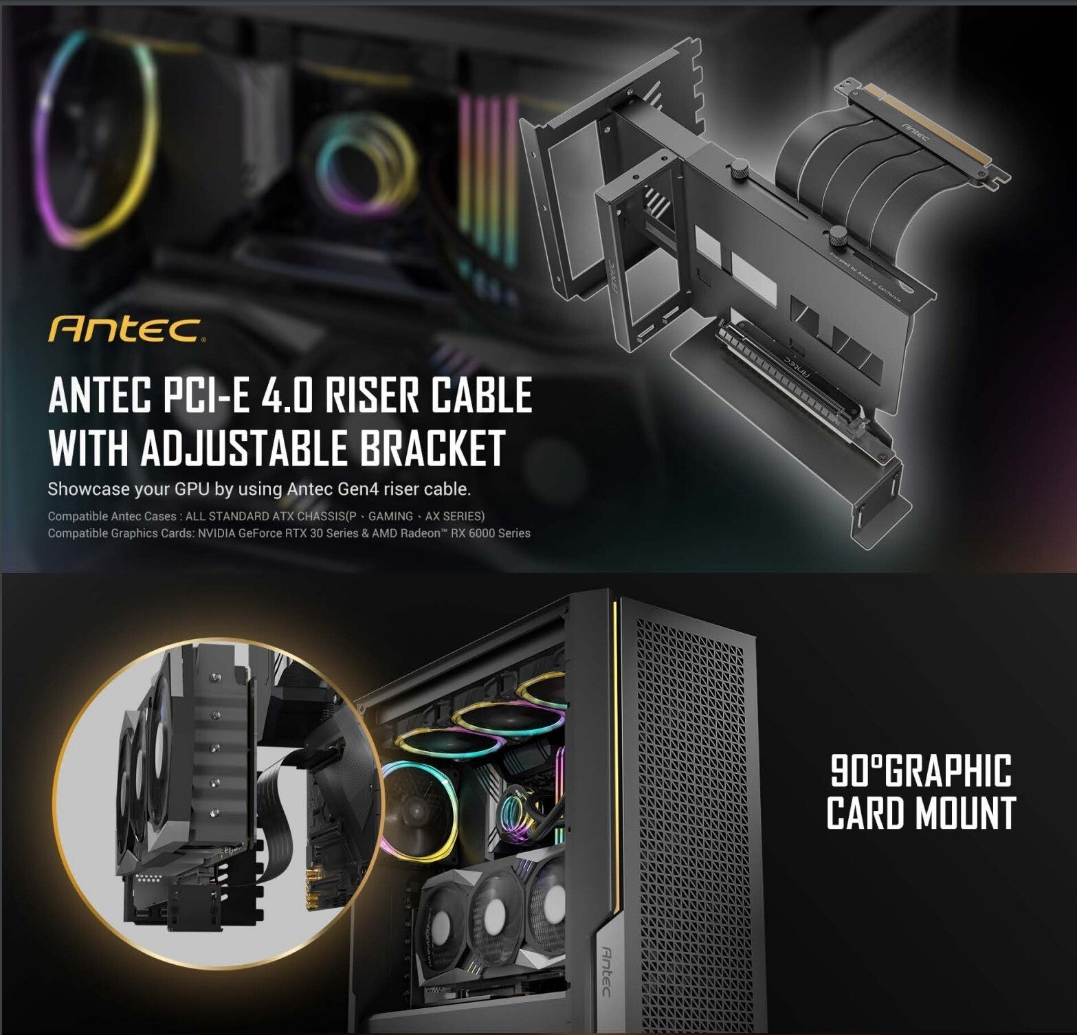 ANTEC PCIE4 VERTICAL GPU BRACKET BLACK - Cryptech