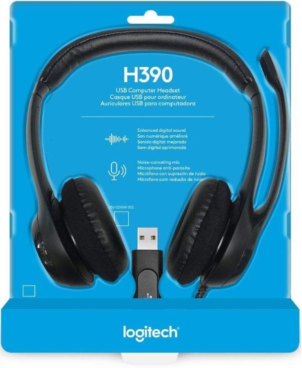 אוזניות ומיקרופון Logitech H390 USB Headphones Black - Cryptech