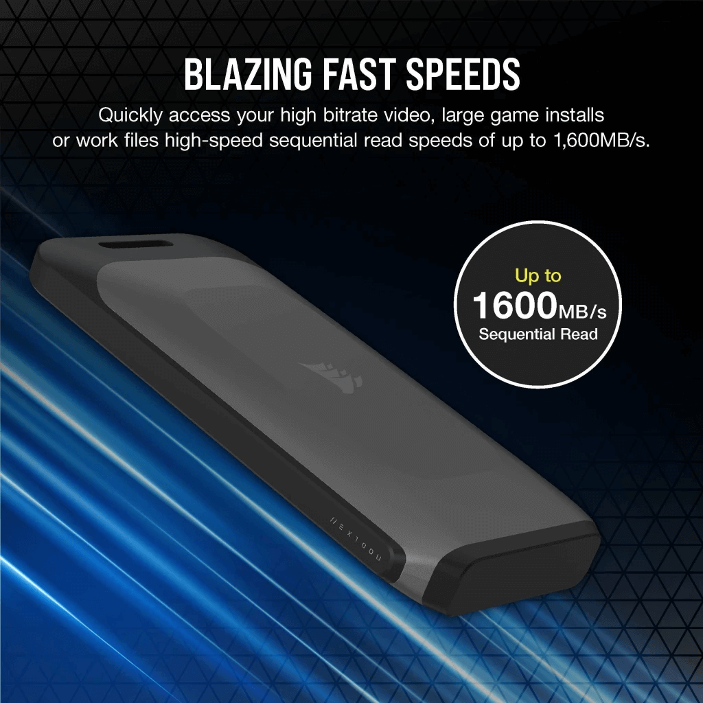 CORSAIR 2.0TB EX100U USB-C/A 3.2 GEN2X2 EXTERNAL SSD