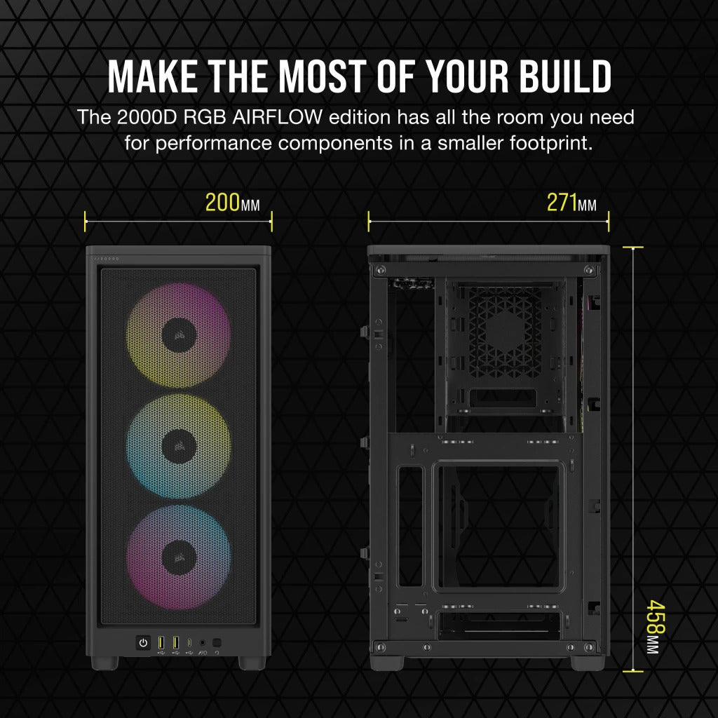 CORSAIR 2000D ICUE RGB AIRFLOW MINI CASE BLACK - Cryptech