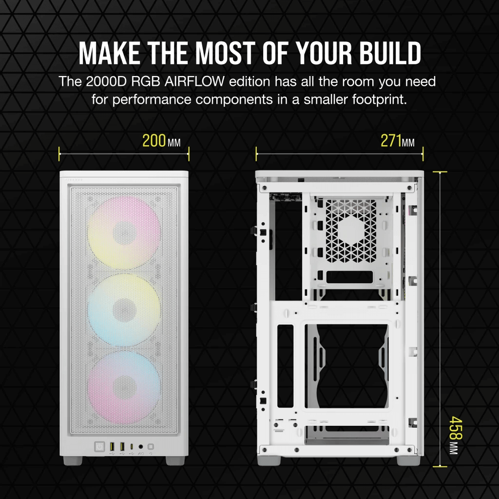 CORSAIR 2000D ICUE RGB AIRFLOW MINI CASE WHITE - Cryptech