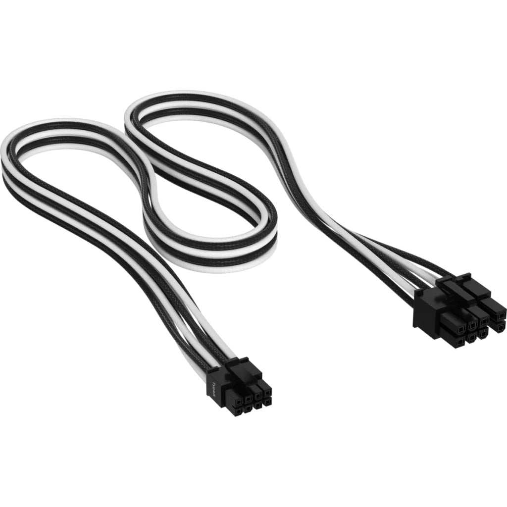 CORSAIR PREMIUM SLEEVED PCIE TYPE 5 GEN 5 WHITE/BLACK CABLE - Cryptech
