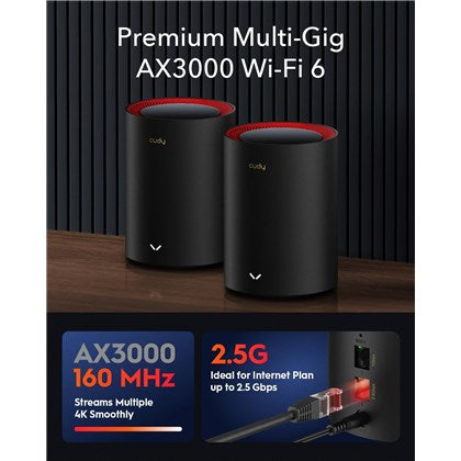 Cudy AX3000 2.5G Whole Home Mesh Wi-Fi 6 System M3000 (2 pack)