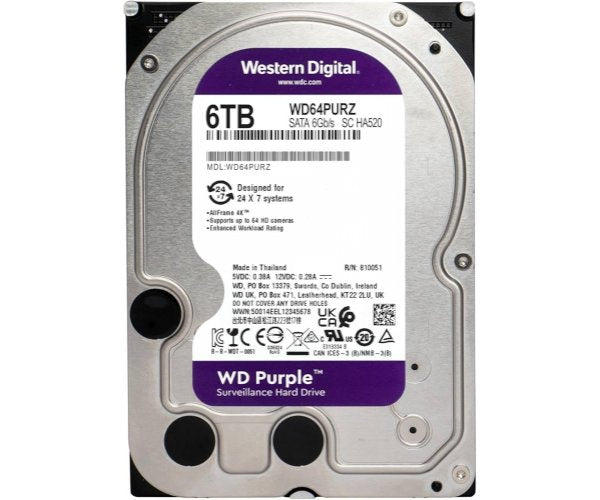 דיסק לנייח 3.5 Western Digital 6TB Purple 5400RPM 256MB Cache