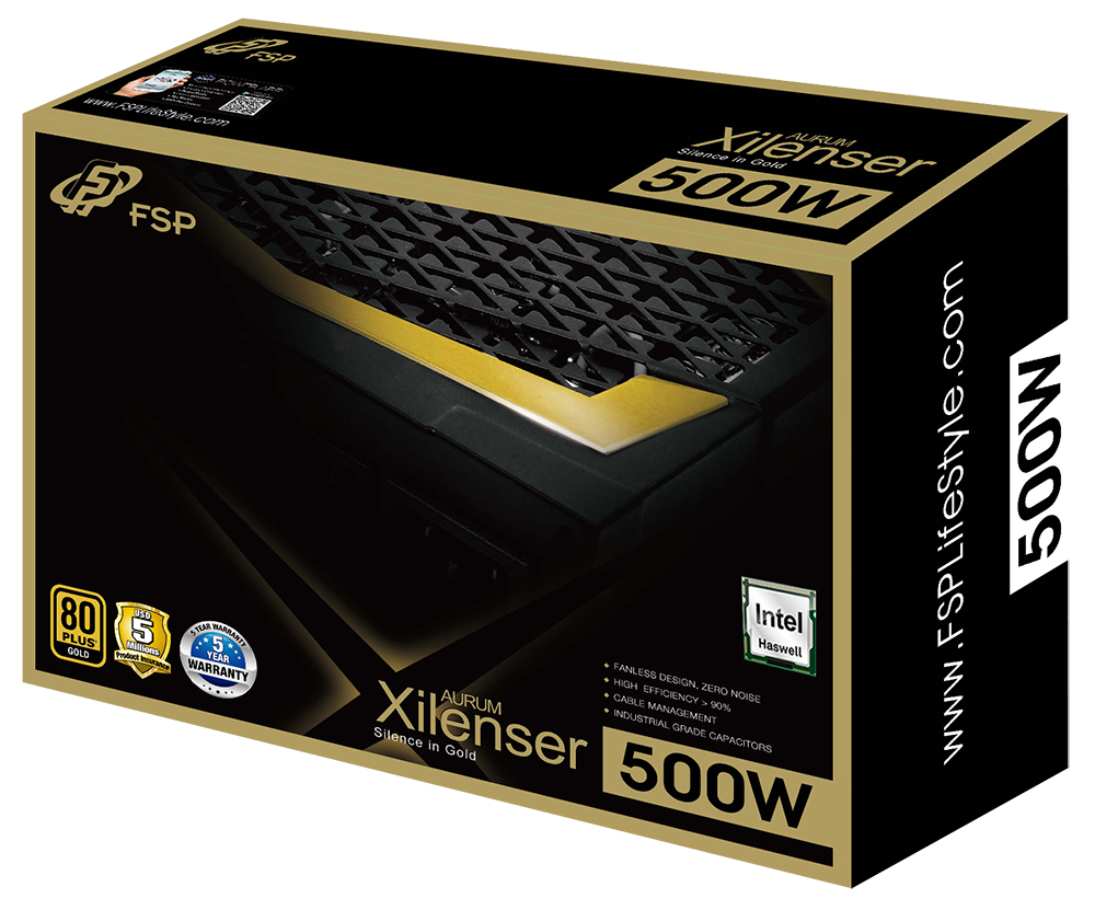 FSP AURUM XILENSER 500W FANLESS 80+ GOLD PFC - Cryptech