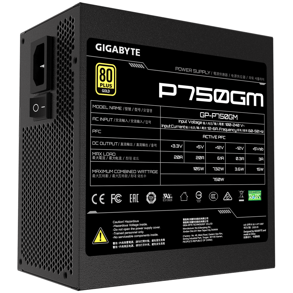 GIGABYTE PSU 750W PFC GOLD 80 + MODULAR