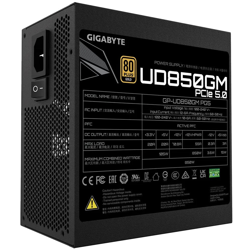 Gigabyte PSU 850W (ATX3.0) Gold 80 + Modular