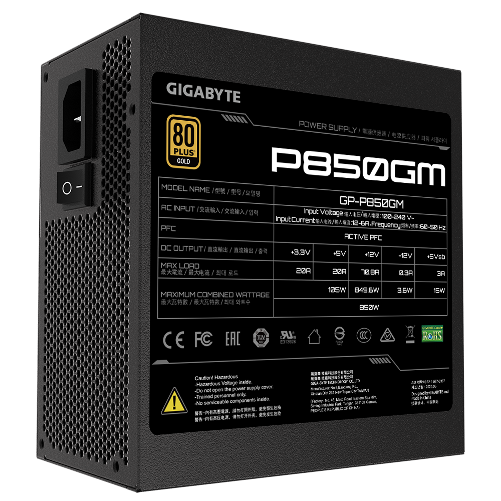 GIGABYTE PSU 850W PFC GOLD 80 + MODULAR