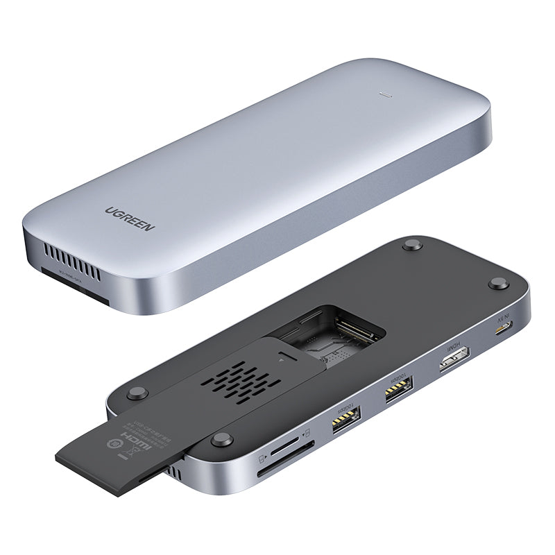 UGREEN USB-C 3.2 GEN2 TO HDMI 4K/60HZ | X2 USB-A 3.0 | SD/MICRO SD | WITH SSD M.2 (NVME/SATA) 10GBPS ENCLOSURE DOCK