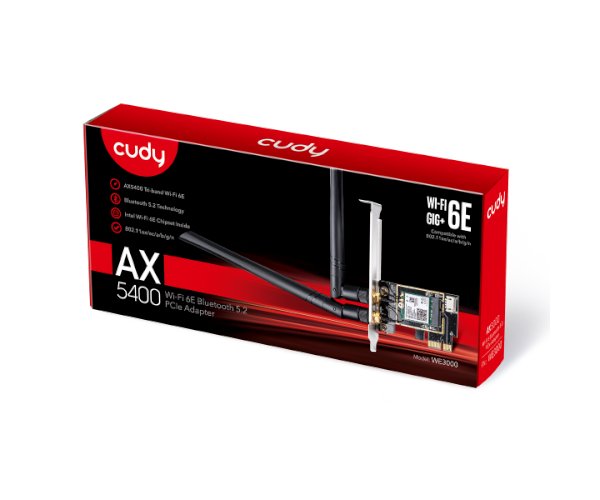 כ.רשת אלחוטי Cudy WE3000 AX210 WIFI 6E BlueTooth 5.2 PCI-E