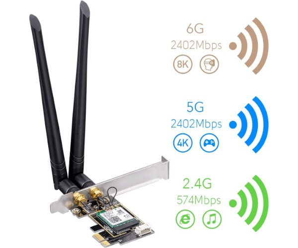 כ.רשת אלחוטי Cudy WE3000 AX210 WIFI 6E BlueTooth 5.2 PCI-E