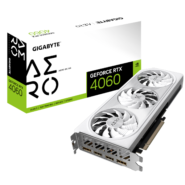 כרטיס מסך Gigabyte 4060 AERO OC 8GB White DP HDMI - Cryptech