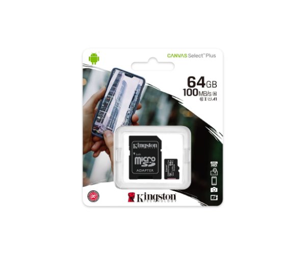 כרטיס זכרון Kingston 64GB UHS-1 Canvas Select Plus Adapter incl