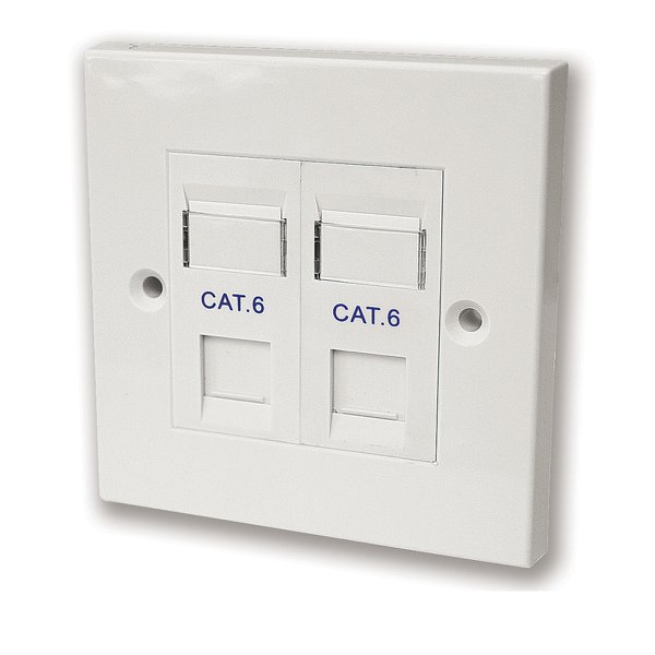 קופסא עם שתי יציאות ללא שקע RJ-45 Deep plastic box Cat6 - Cryptech