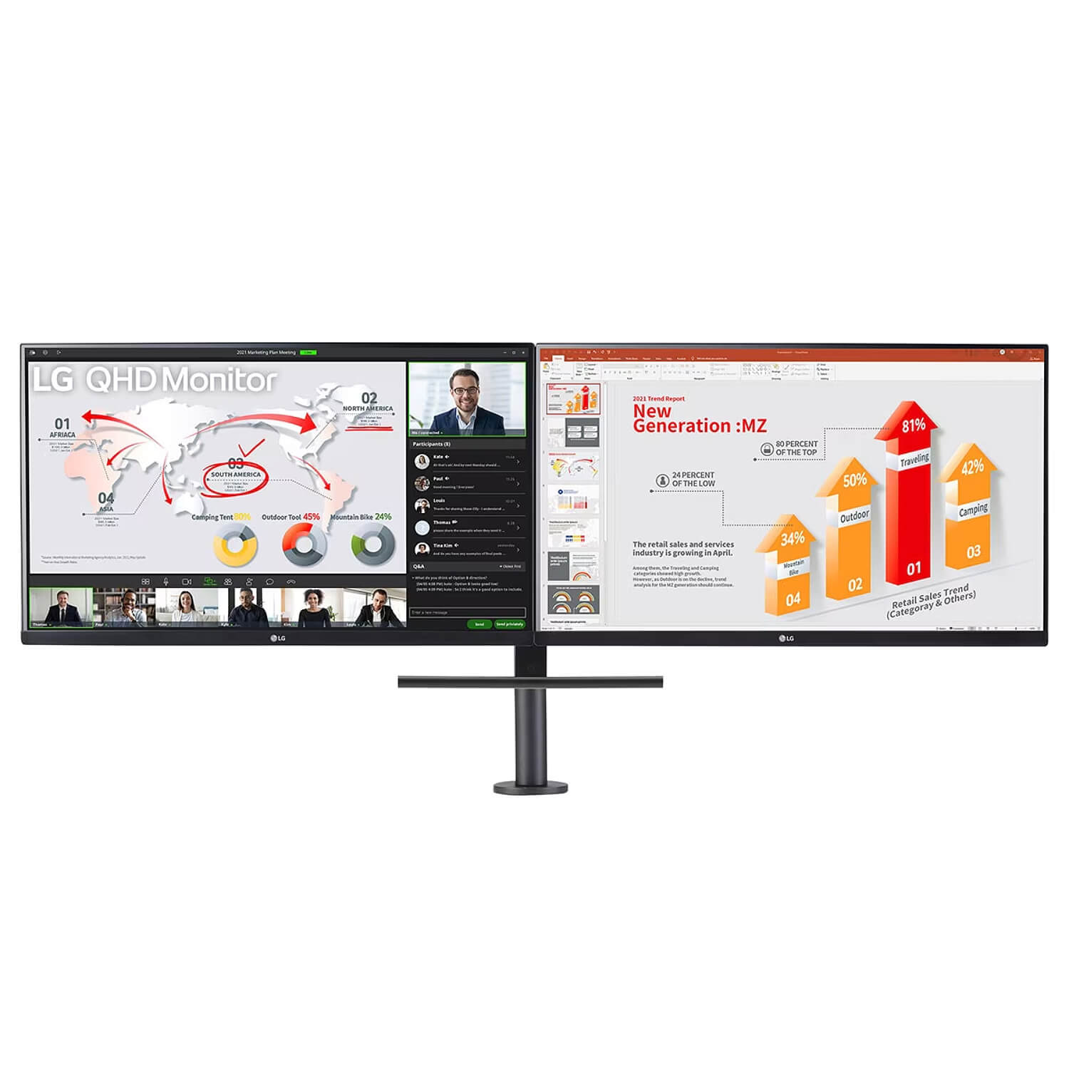 LG 27’’ QHD 75Hz 5ms USB-C PD65W Ergo Dual with Daisy Chain IPS Monitor