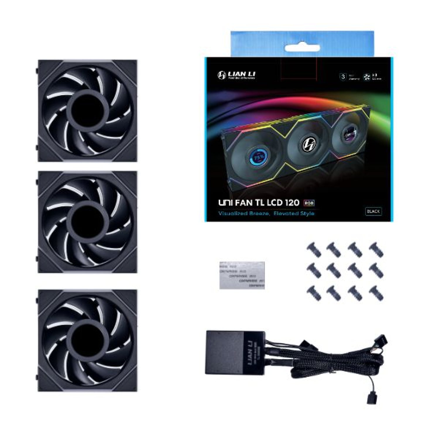 Lian-Li Cooler 120mm TL120 LCD UNI Black 3-Fan