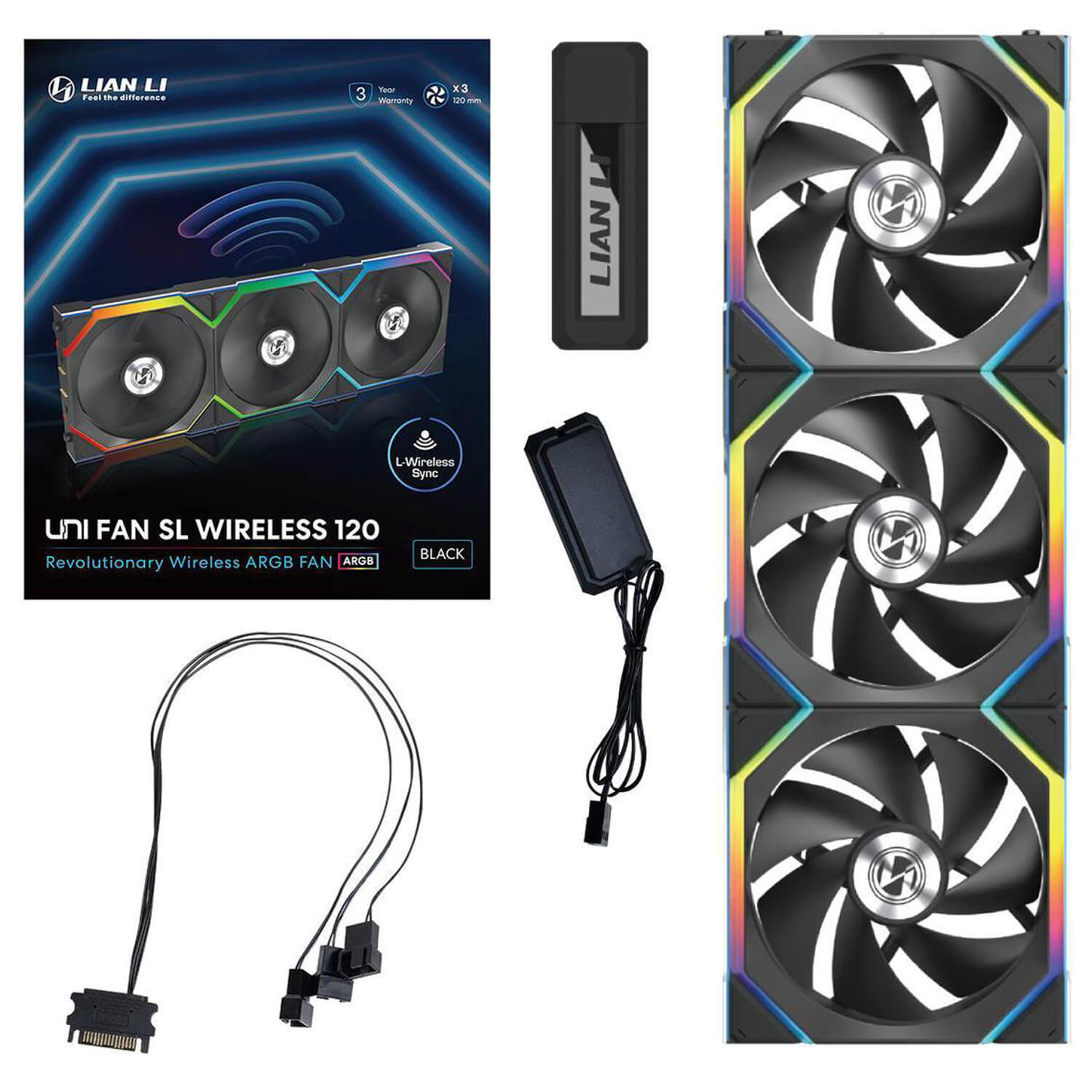 Lian-Li UNI SL Wireless Black 120mm 3xFans