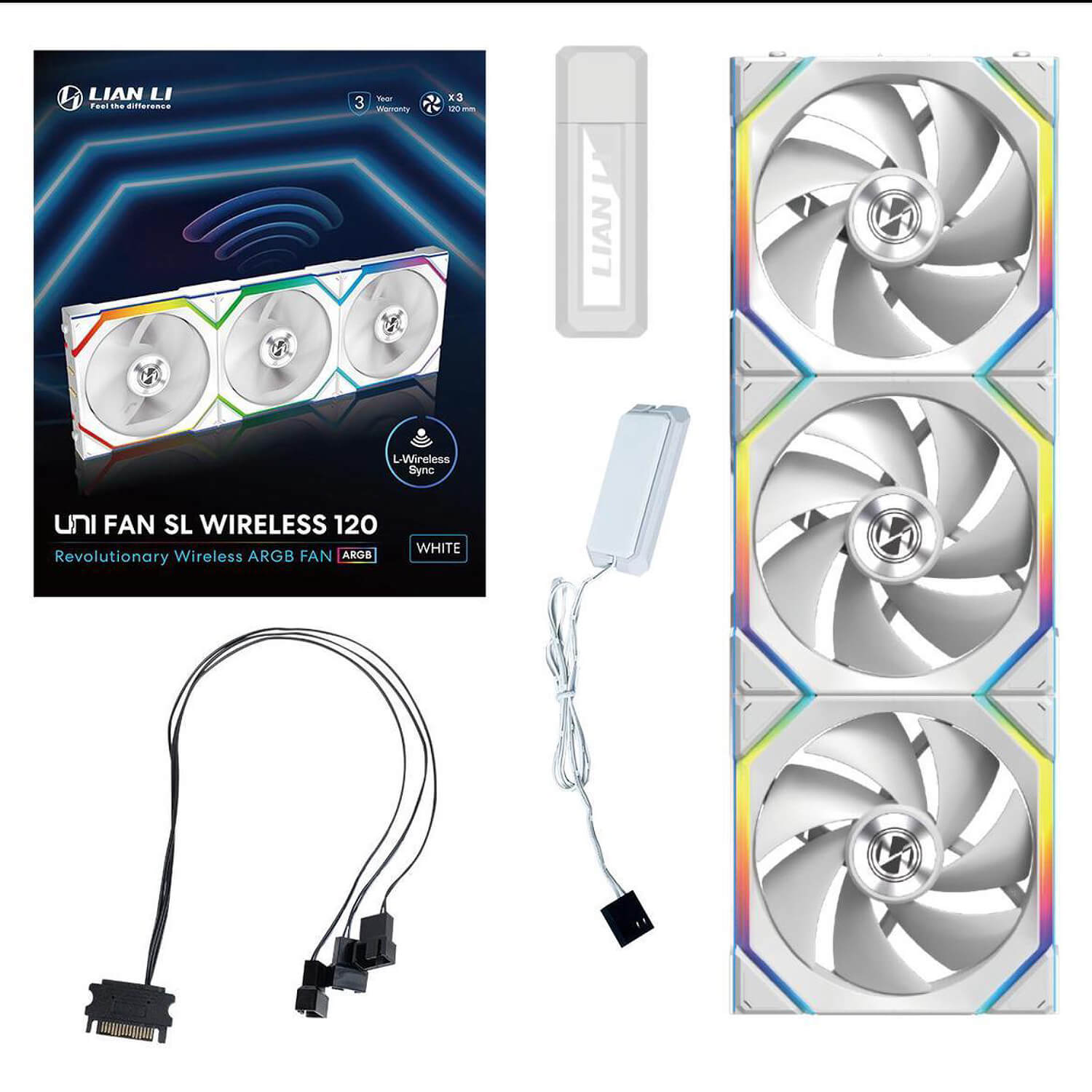 Lian-Li UNI SL Wireless White 120mm 3xFans
