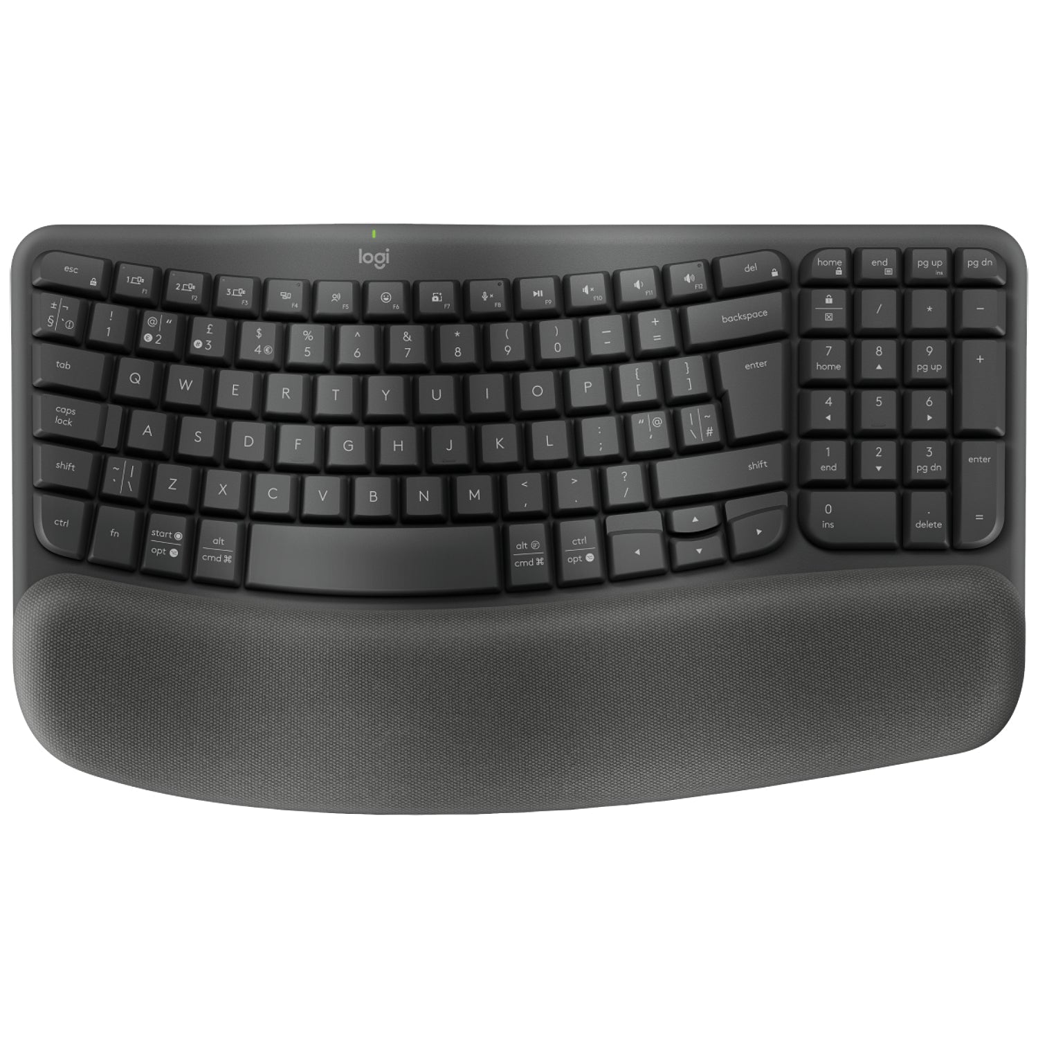 Logitech Wave Keys Ergonomic Wireless Keyboard Graphite