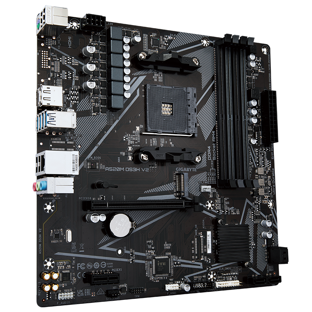 לוח אם GIGABYTE A520M DS3H V2 1.0 AM4 AMD MICRO-ATX - Cryptech