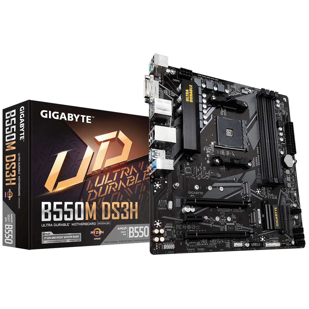 לוח אם למעבדי Gigabyte B550M DS3H 1.7 DDR4 Micro-Atx For AMD AM4 - Cryptech