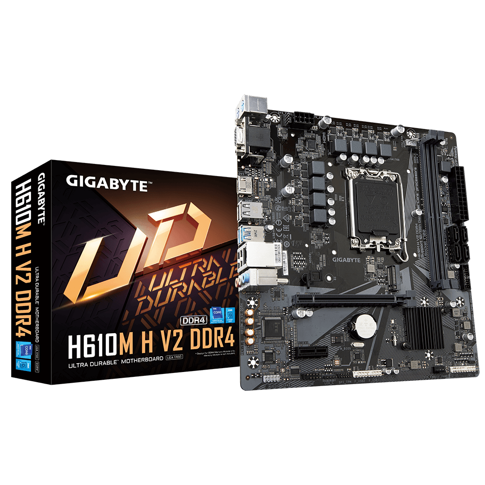 לוח לאינטל דור 12 Gigabyte H610M H DDR4 V2 REV1.0 VGA HDMI - Cryptech