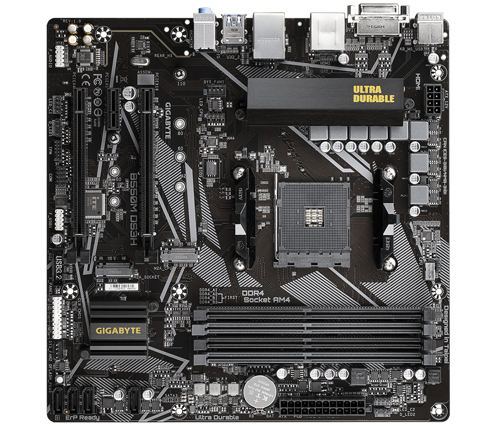 לוח אם למעבדי Gigabyte B550M DS3H 1.7 DDR4 Micro-Atx For AMD AM4 - Cryptech