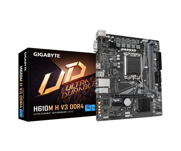 לוח לאינטל דור 12-14 Gigabyte H610M H DDR4 V3 REV1.0 VGA HDMI