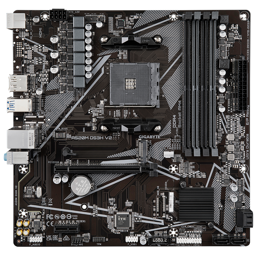 לוח אם GIGABYTE A520M DS3H V2 1.0 AM4 AMD MICRO-ATX - Cryptech