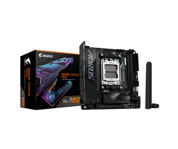 לוח אם GIGABYTE B850I AORUS PRO MINI-ITX WIFI 7 DDR5 BT AM5 2.5GB