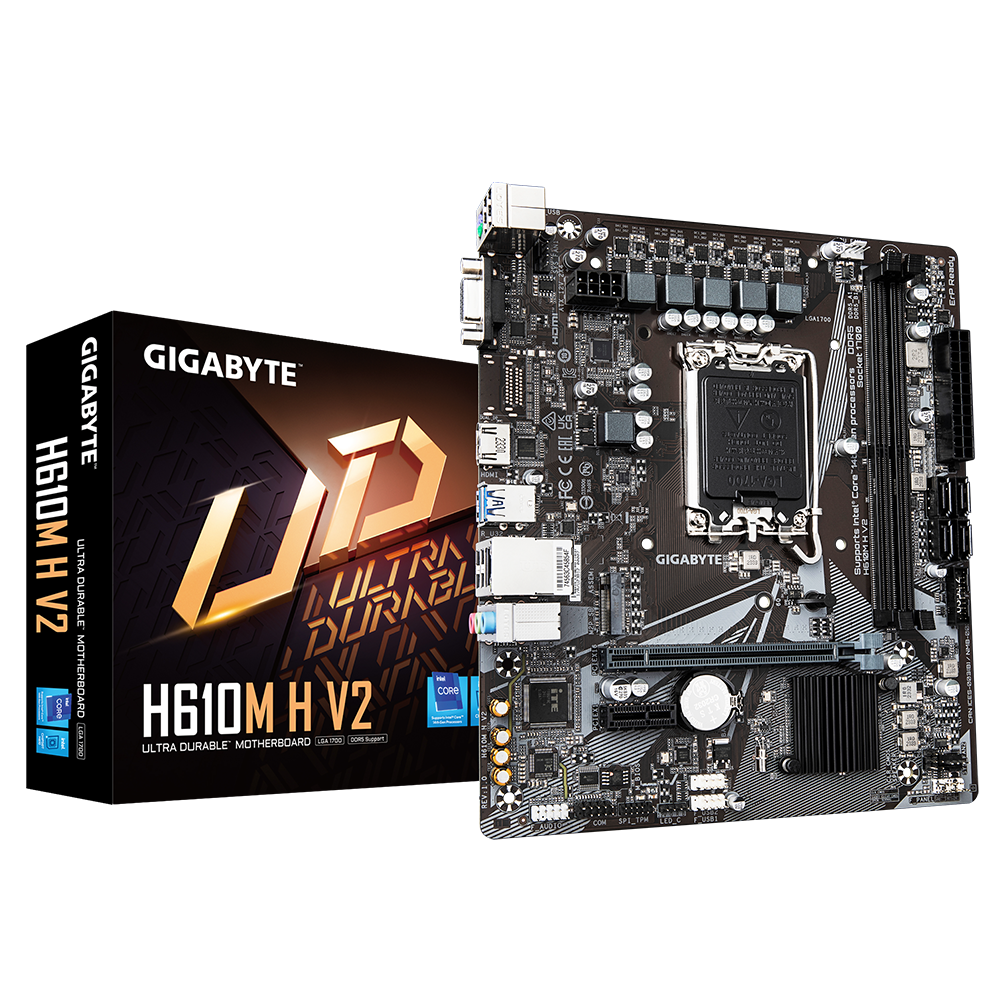 לוח לאינטל דור 12-14 Gigabyte H610M H V2 DDR5 VGA HDMI