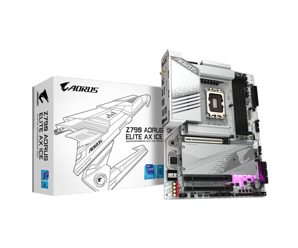 לוח אם Gigabyte Z790 AORUS ELITE AX ICE ATX DDR5 WIFI BT WHITE - Cryptech