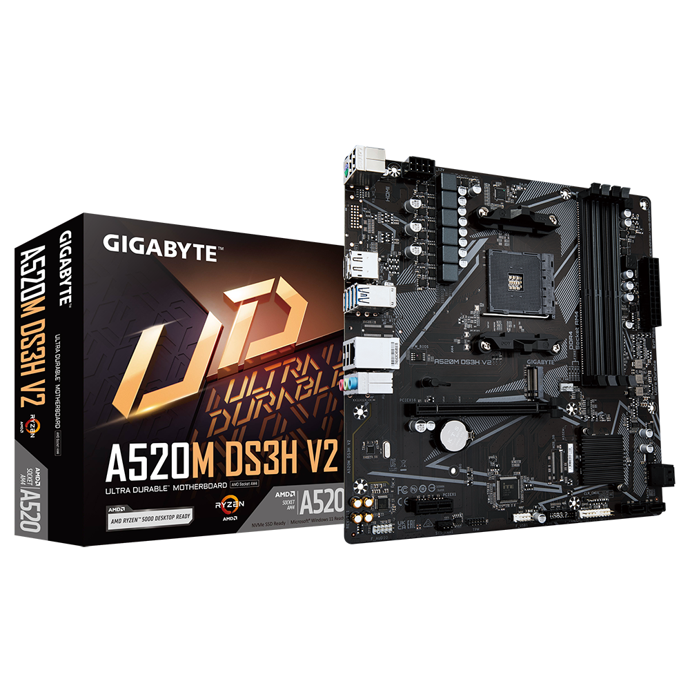 לוח אם GIGABYTE A520M DS3H V2 1.0 AM4 AMD MICRO-ATX - Cryptech