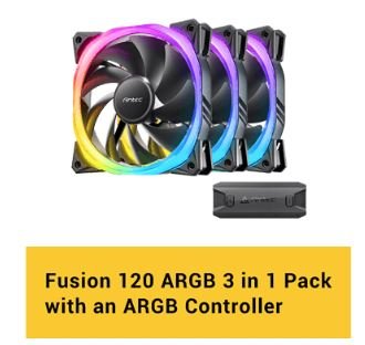 מאוררים למארז Antec Fusion 120mm ARGB 3PACK Fan And Conntroller - Cryptech