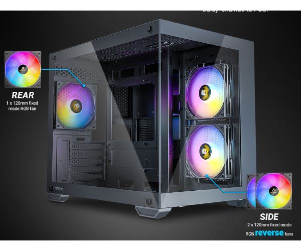 מארז Antec CX600M RGB Black Mini Tower tempered glass panel