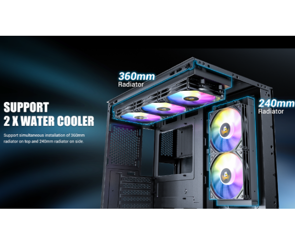 מארז Antec CX600M RGB Black Mini Tower tempered glass panel