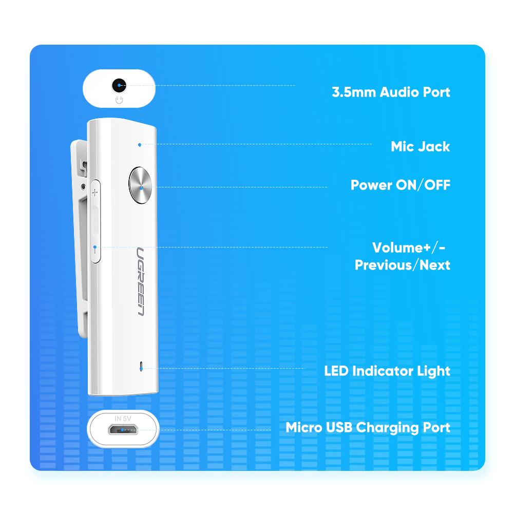 מתאם UGREEN BLUETOOTH 5.0 APTX TO 3.5 MM AUDIO - Cryptech