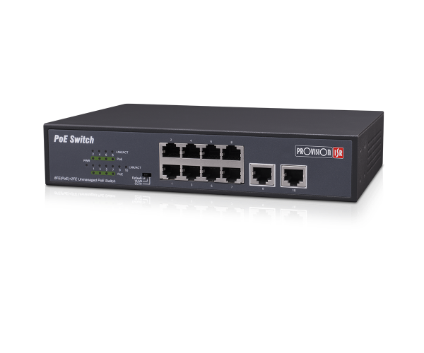 מתג Provision 8PORT POE Switch 10/100 incl 2 Uplink