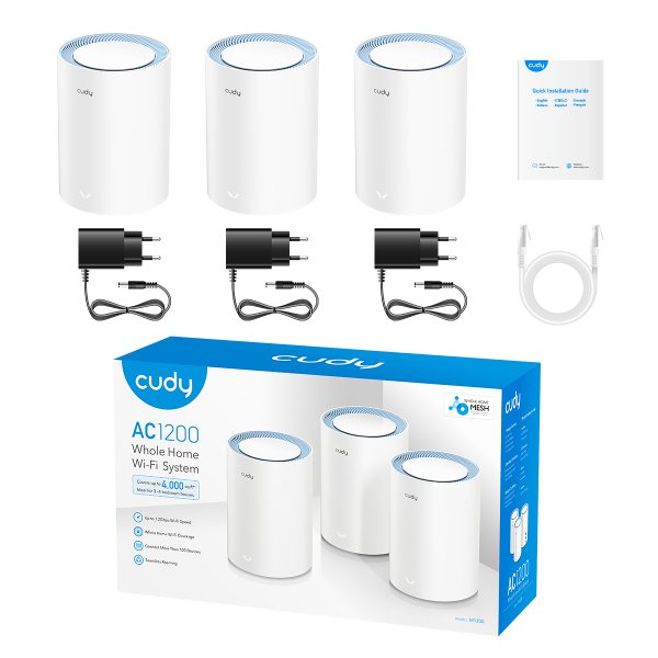 מגדיל טווח AC1200 Dual Band Whole Home Wi-Fi Mesh System 3-PACK - Cryptech