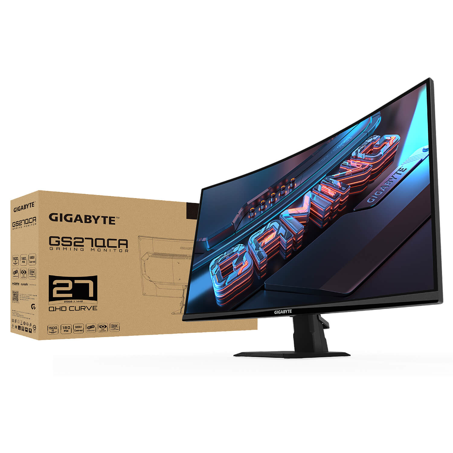 מסך קעור Gigabyte GS27QCA VA 180hz QHD HDR Ready AMD FreeSync