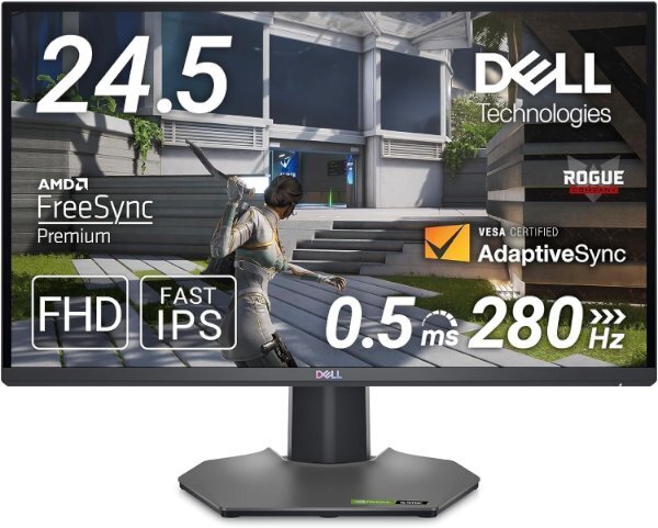 מסך גיימינג Dell 24.5 FHD IPS 280Hz 0.5Ms FreeSync+G-Sync - Cryptech