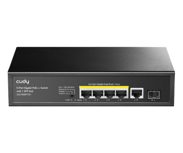 מתג לא מנוהל CUDY GS1005PTS1 5PORT 1GB POE 1XSFP total 120W