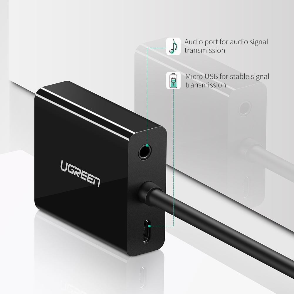 מתאם UGREEN HDMI (IN) FEMALE TO VGA (OUT) MALE WITH 3.5MM AND MICRO USB CONVERTER - Cryptech