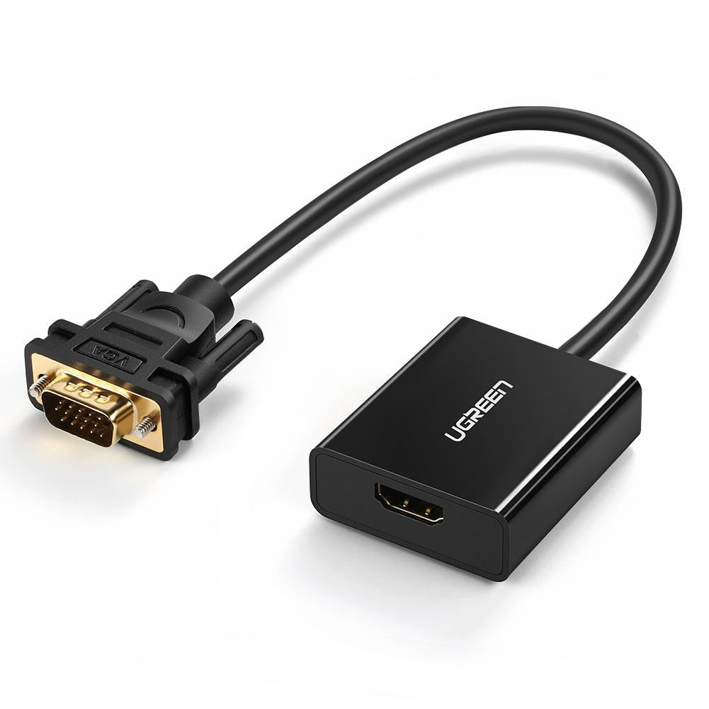 מתאם UGREEN HDMI (IN) FEMALE TO VGA (OUT) MALE WITH 3.5MM AND MICRO USB CONVERTER - Cryptech