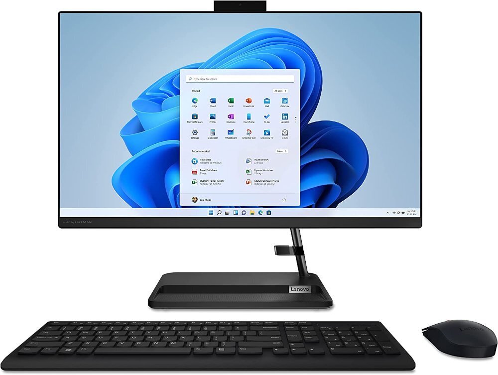 נייח LENOVO AIO 3 i5-12450H 8GB 256Nvme gen4 23.8 FHD DOS Black - Cryptech